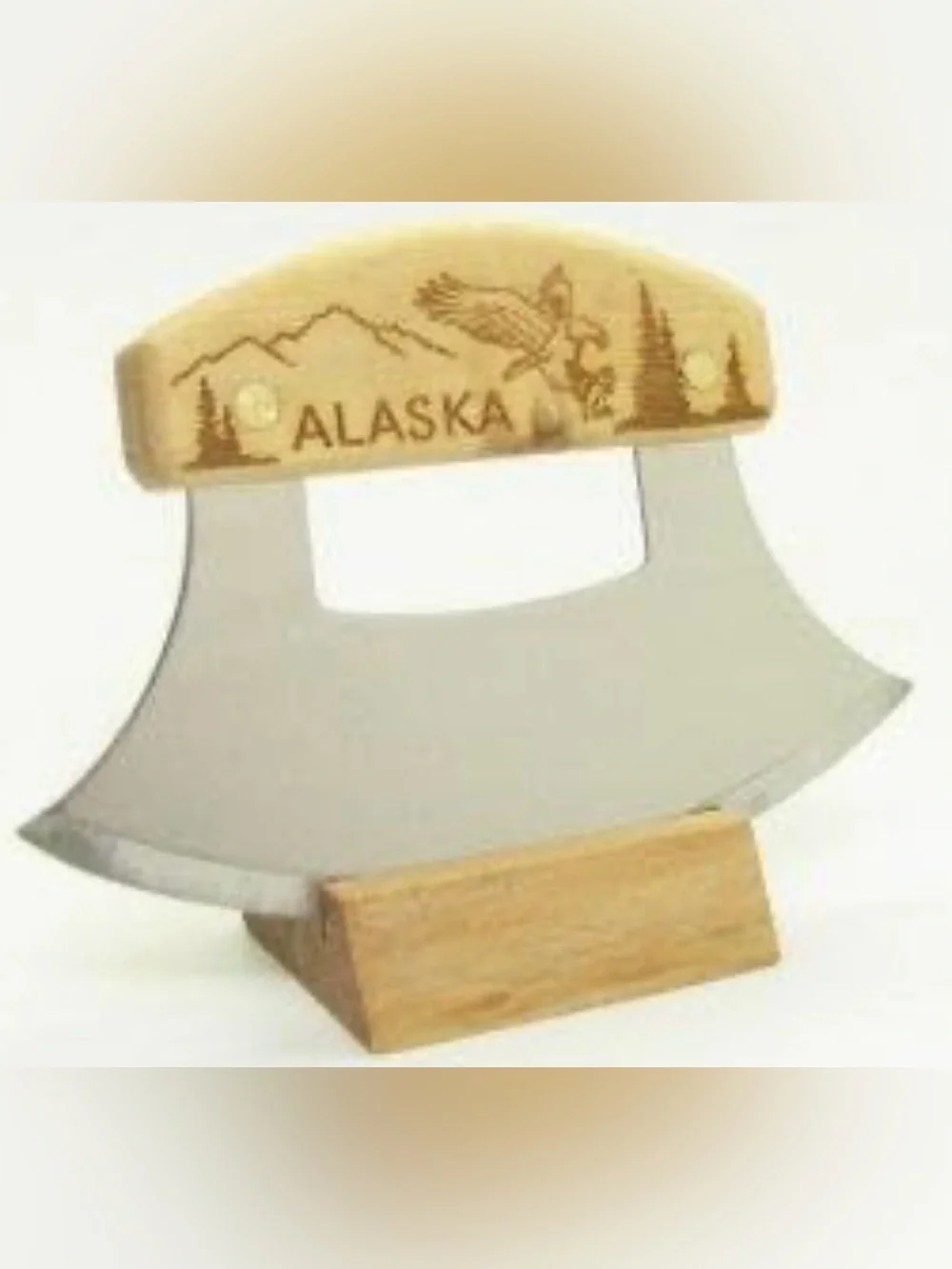 ALASKA ULU Curved Kitchen Knife with Natural Wood Handle